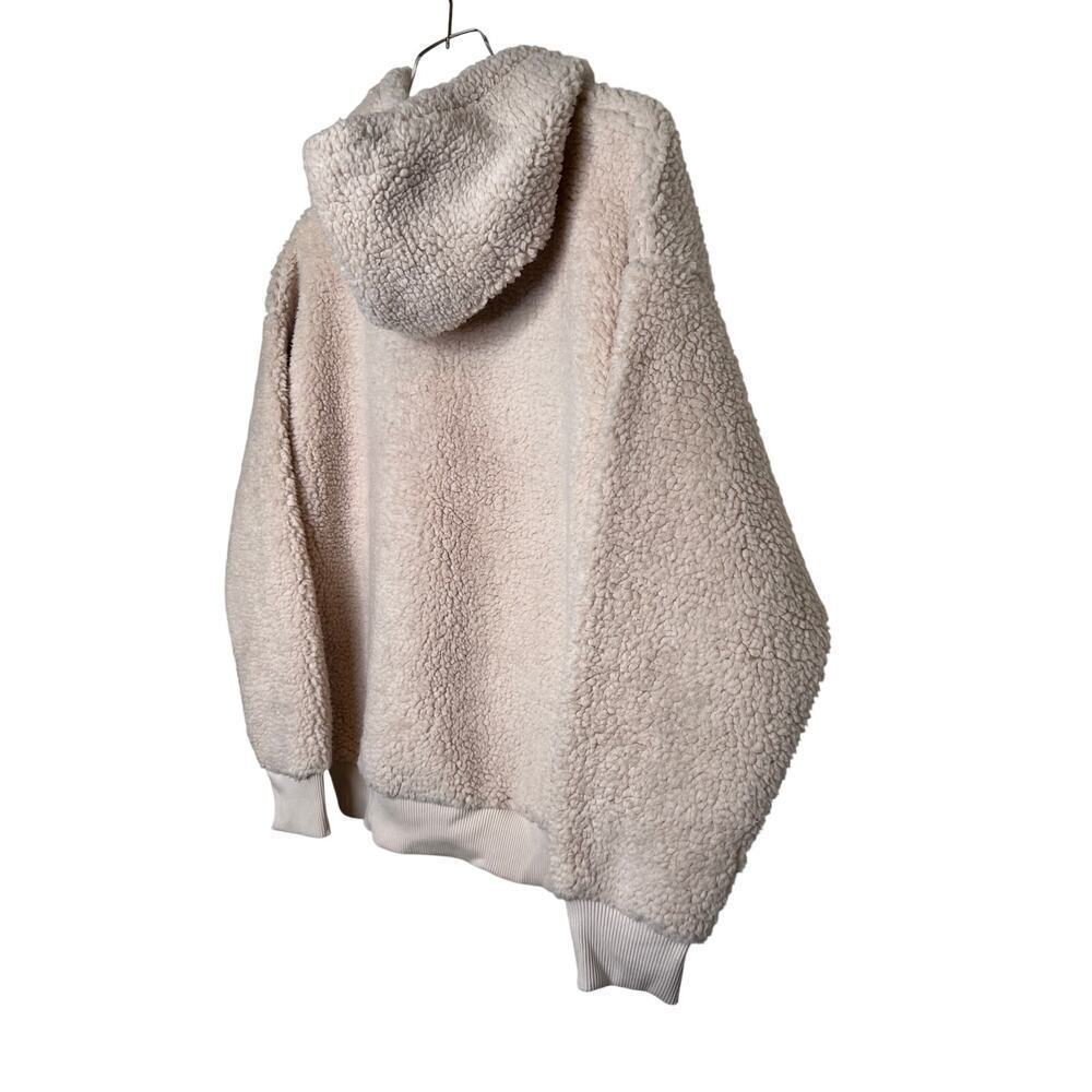 American Eagle Sherpa Fleece Hoodie Pullover in Beige Women's Medium - Picture 5 of 9